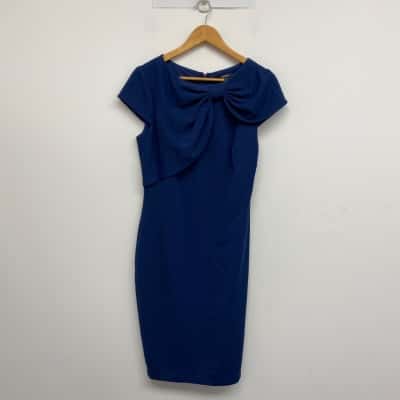 Badgley Mischka Blue Short Sleeve Midi Dress  Size 12 