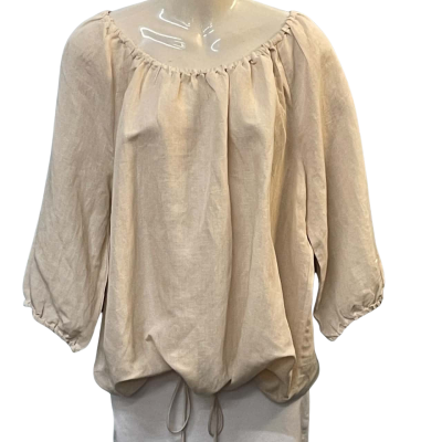 Escape by OQ Womens Size 18 3/4 Sleeve Top Beige