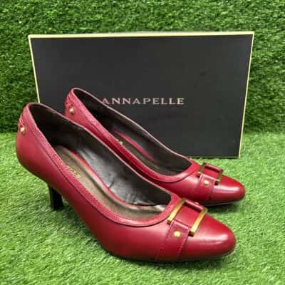 Annapelle Red Leather High Heels Size 7