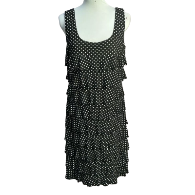 Liz Jordan Womens  Size M Midi Dress Black  / Polka Dot 