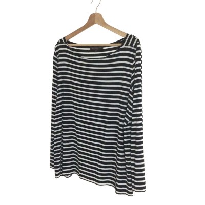 Maggie T Womens  Size 1 / 10 Long Sleeve Top Black  / Striped / White 