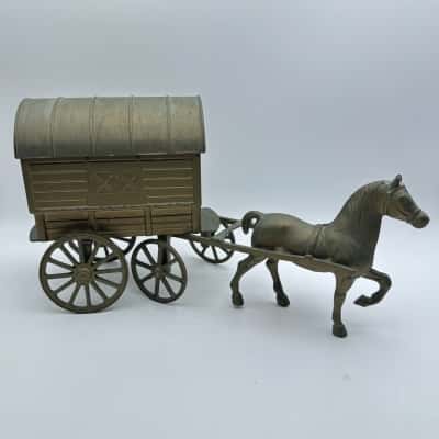 Vintage Brass Horse Drawn Carriage