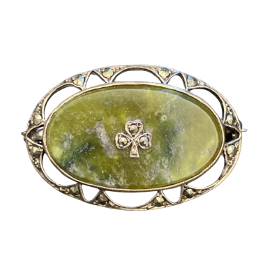 Vintage Sterling Art Deco Connemara Marble Brooch