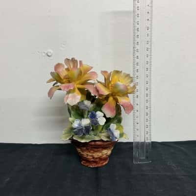 Porcelain Hand painted Floral Arrangement Sculpture 