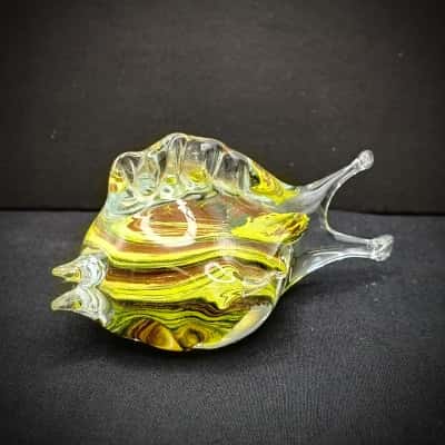 Art Glass Tropical Fish Mini Paperweight 12cm Long x 7cm Tall 221g Weight