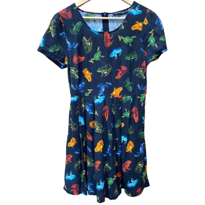 Dangerfield Black Frog Pattern Dress Size 10