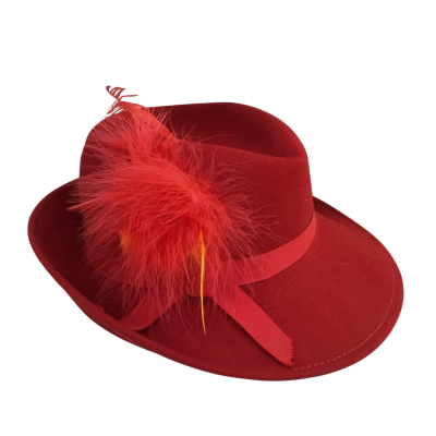  Red Doeskin Felt 100% Wool Hat one Size