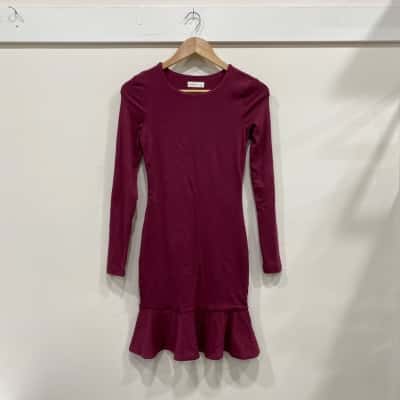 Kookai Womens  Size 1 Long Sleeve Dress Maroon 