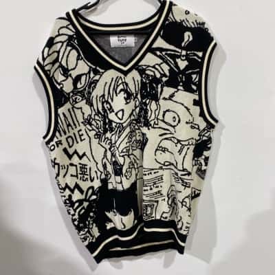 Samurai Punk  Womens  Size XXL Sweater Vest Black  / White 