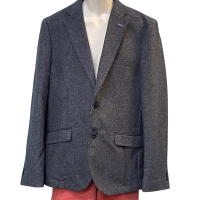 Oxford Mens Size L Suit Jacket Navy Blue/Pattern
