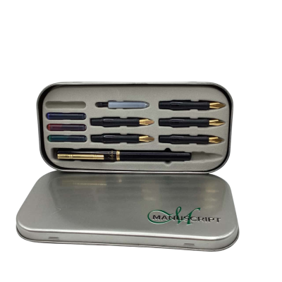 6 Nib Calligraphy Set in Tin Manuscript  CAB