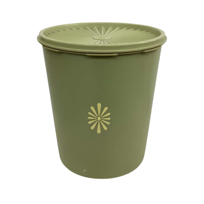 Vintage Tupperware Avocado Green Storage Canister  