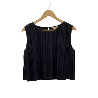 Gorman Womens  Size 10 Sleeveless Top Black  "Breezy Micro Pleat"