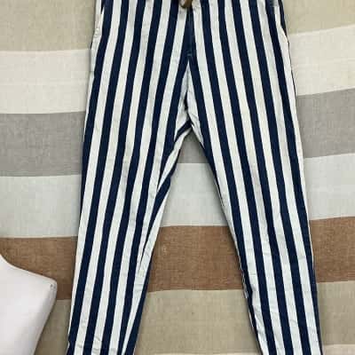 White sand Mens  Size XXXL Straight Leg Pants Blue / Striped / White 