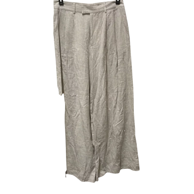 AERE Linen Wide Leg Pants Womens  Size 14 Oatmeal 