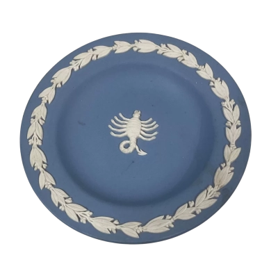 Wedgewood Blue Jasperware Scorpio Trinket Plate, 17cm Diameter