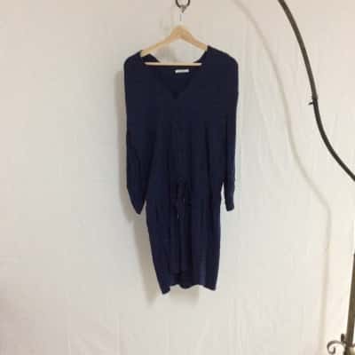 Promod Women's Size 12 Long Sleeve Dress Navy Blue 