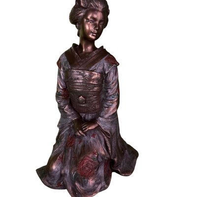 VINTAGE JAPANESE GEISHA VANESE STATUE BRASS
