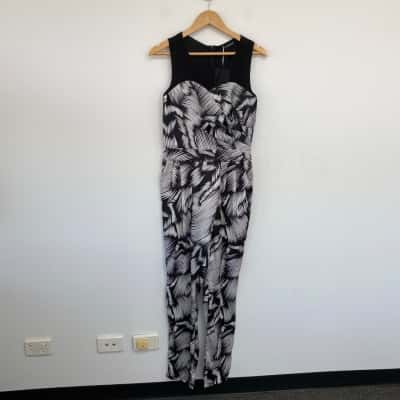 Honey and Beau Black Multi Tall Tails Romper Jumpsuit  Size 8 