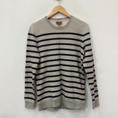 Witchery Man Striped Elbow Patch Jumper - Size S