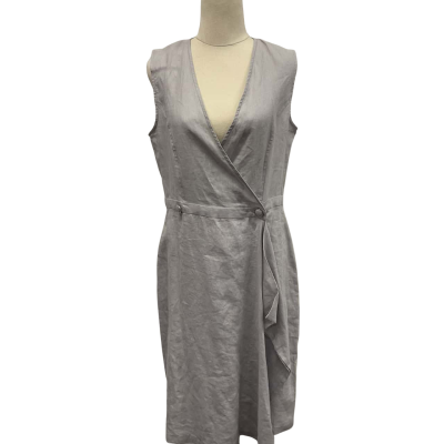 Marco Polo Womens Size 10 Linen Grey Sleeveless Dress 