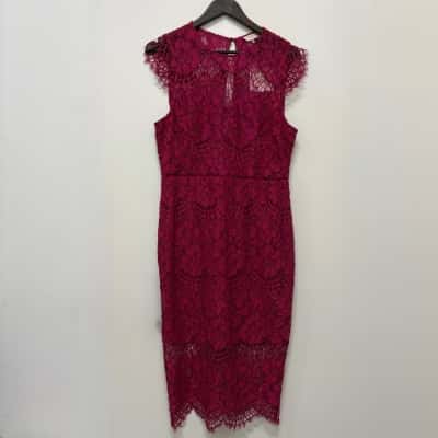  BNWT Portmans Signature S12 Sangria Flutter Sleeve Midi Dress