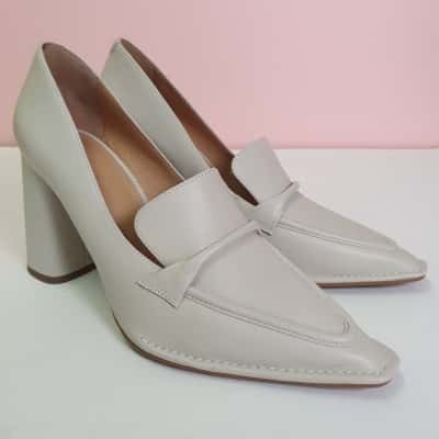 Jo Mercer Women's Size 41 Leather Hi Heel Pumps Bone 