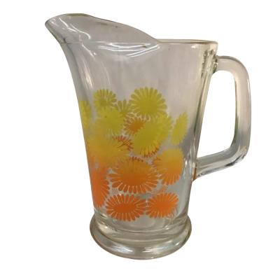 Vintage Orange Patterned Jug Approx 11 x 20cm