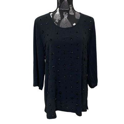 Liz Jordan Womens  Size L 3/4 Sleeve Top Black  BNWT