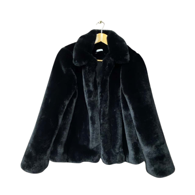 Cooper St Womens Size 12 Black Faux Fur Coat   