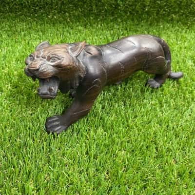 Vintage Carved Wood Roaring Tiger
