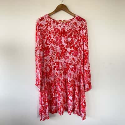Joules Pink Floral Alexa Dress Size 18
