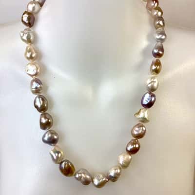 Baroque Freshwater Knotted Pearls- Pink & Natural 60cm (35 Pearls)