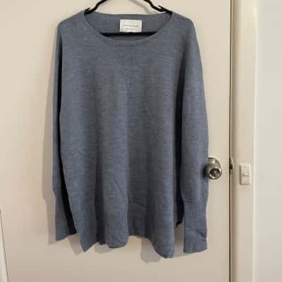 Viktoria & Woods Womens Size M 100% Merino Wool Jumper Chambray Blue 