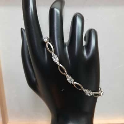 19 CM Sterling Silver CZ Tennis Bracelet