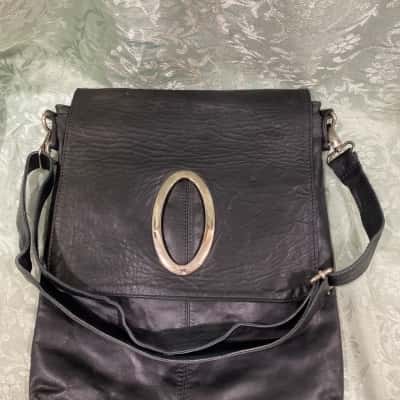  Mens Messenger Bag Black Leather