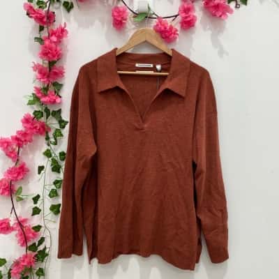 Country Road Womens V-Neck Jumper Size XL Redwood