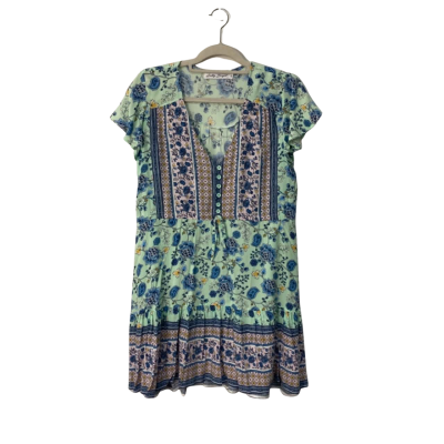 Salty Bright Womens  Size 10 Casual Dress Blue / Green / Pink  
