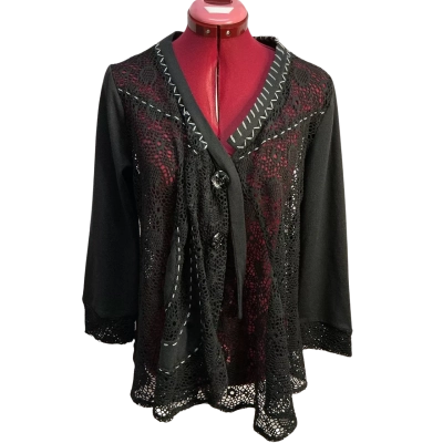 Knitz by Threadz Womens  Size M Long Sleeve Top Black  