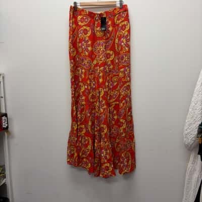 Sportsgirl Womens  Size 12 Flared Pants / Wide Leg Pants Orange / Pink  / White / Yellow 
