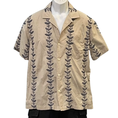 American Eagle Mens  Size S Short Sleeve Shirt Beige / Blue 