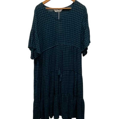 Virtuelle Womens  Size 16 Maxi Dress Gingham / Green / Navy Blue 