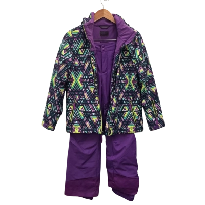 Marmot Ski Suit (Jacket and pants) Kids Size XL Jackets / Pants Navy Blue / Pattern / Purple / Turquoise / Yellow 
