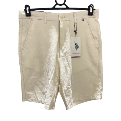U.S. Polo Assn. Mens Size 32 Cream Bermuda Plain Shorts 