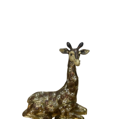 Vintage Metal Giraffe Trinket Box with Magnetic Closure