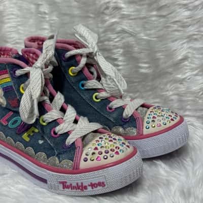 Girls  Size 11 Multicoloured hi top Skechers sneakers 