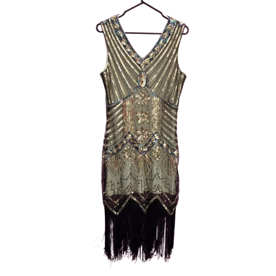  Womens  Size L Sleeveless Dress  Black  / Gold / Multicoloured 