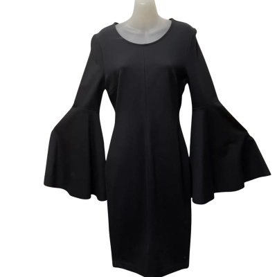 Decjuba Nieve Bell Sleeve Ponte Dress Womens  Size S Black  