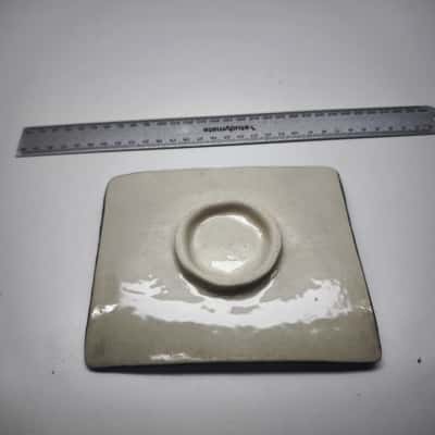 Modernist Art Glass Square Tray Brown Cream Zebra Swirl Trinket Dish 15cm