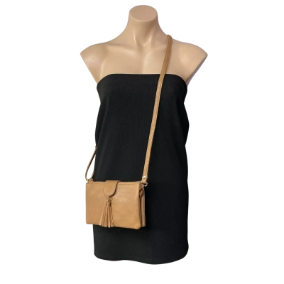 Mooloola Womens Tan Claudine Cross Body Bag with Tassle Trim  